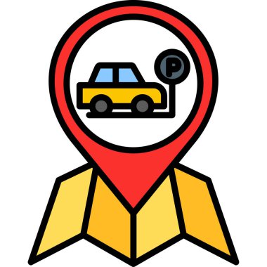 harita pin simgesi renk ana hatları vektörü