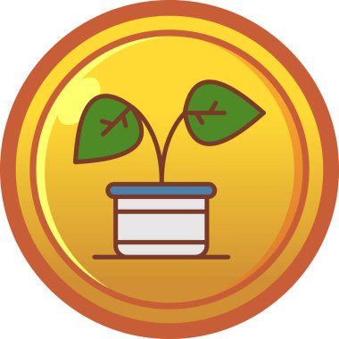 Çiçek ikonu vektör illüstrasyonlu saksı