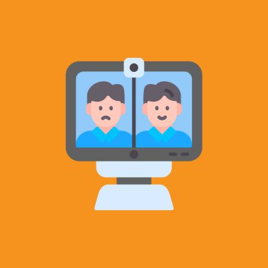 çevrimiçi video konferans simgesi düz izole vektör