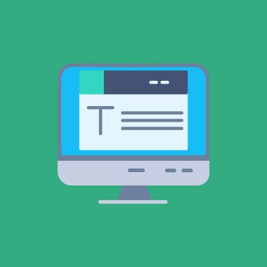 bilgisayar ekranı simgesi. mavi arkaplanda dizüstü bilgisayar ekran izleyici vektör simgesinin düz çizimi.