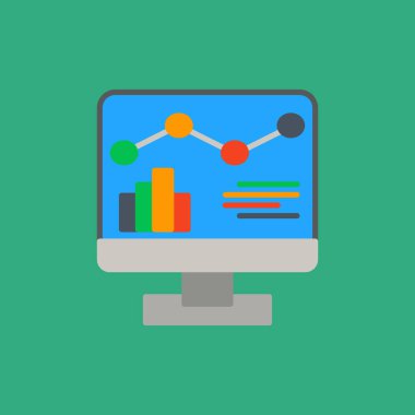 veri analiz simgesi. Web tasarımı için veri analizi vektör simgesinin düz çizimi