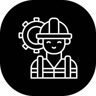 İnşaat işçisinin vektör çizimi, kask simgesi