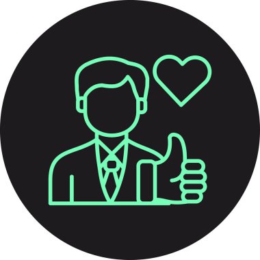 Kalp ikonu olan iş adamı, basit bir illüstrasyon.