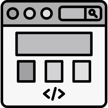 Ana hatlar biçiminde web geliştirme kodlama simgesi