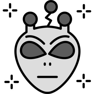 Bir uzaylının çizgi film karakterinin vektör çizimi.