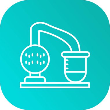 Beyaz arka planda izole edilmiş kimyasal laboratuvar ikonu olan hat hattı kimyasal test tüpü. Kimyasal araştırma, laboratuvar camları. Renkli taslak konsepti. vektör