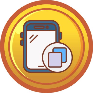 Bozuk para simgesi ve vektör illüstrasyonlu cep telefonu