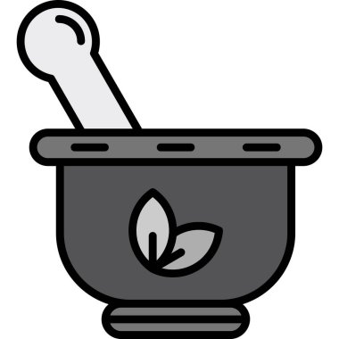 Havan topu ve tokmak ikonu. Web için basit pestle vektör simgeleri çizimi