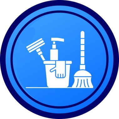 Temizlik aletlerinin simgesi. Düz dizayn. vektör illüstrasyonu