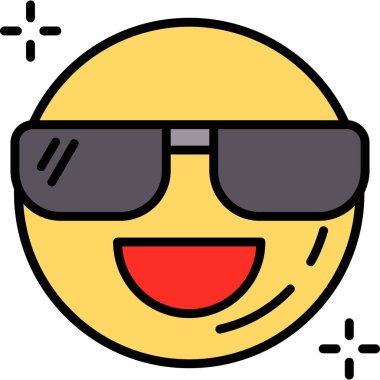 güneş gözlüğü emoji simgesi, vektör illüstrasyonu