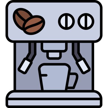 makine kahve makinesi simgesi renk ana hatları vektörü