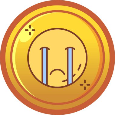 Madeni para vektör çiziminin karikatürüyle ağlayan altın sikke