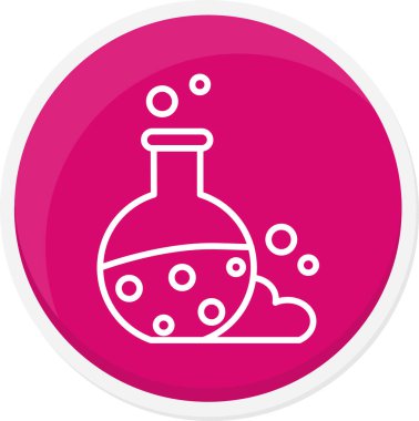 Ateş iksiri ikonu içeren beyaz çizgi iksir şişesi uzun gölge arkaplan izole. Sihirli iksirli matara. Pembe altıgen düğmesi. vektör illüstrasyonu