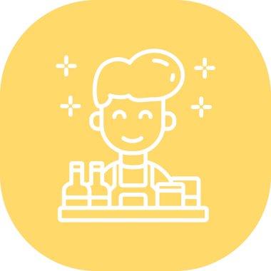 Bir tepsi yiyecekle insanın vektör çizimi