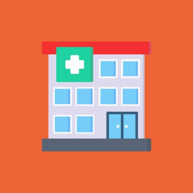 uzun gölge ile hastane düz simgesi