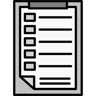 Kontrol listesi simgesi, vektör illüstrasyonu beyaz arkaplanda izole edildi