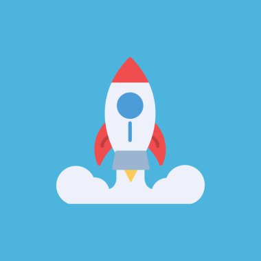 Roket ikonu. düz tasarım vektör çizimi