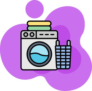 Çamaşır makinesi simgesi, çizgi film tarzı