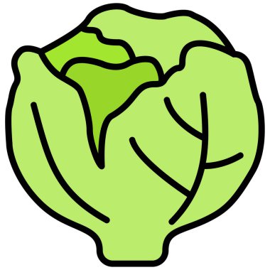 lahana simgesi ve vektör illüstrasyonu arkaplanda izole edildi