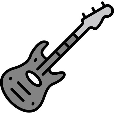 elektro gitar simgesi renk ana hatları vektörü