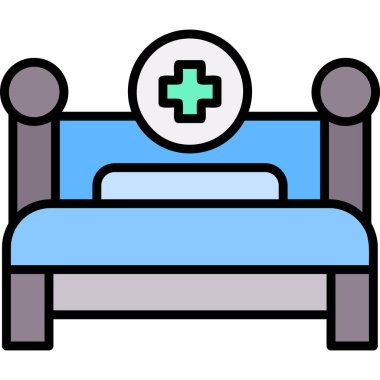 Otel yatağı ikonu. otelin yatak ikonu rengi düz izole