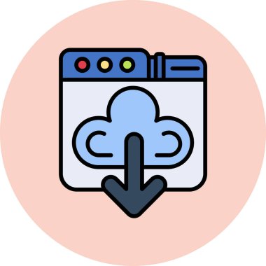 Bulut Hesaplama. Web simgesi basit illüstrasyon