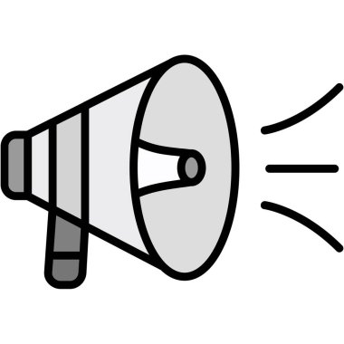 Megafon simgesi. Megafon vektör simgesi web için anahat çizimi