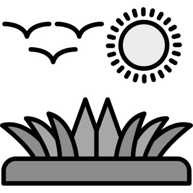 Güneş ve çiçek ikonunun vektör çizimi. ağ için güneş ve hava durumu sembolü koleksiyonu.