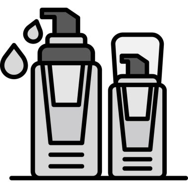 Şampuan şişesi ve sabun ikonu. Basit hijyen biçimi