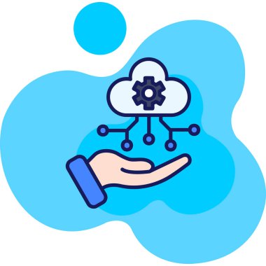 el ele tutuşan bulut simgesi - taslak biçimi