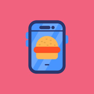 Akıllı telefon burger fast food vektör çizim tasarımı