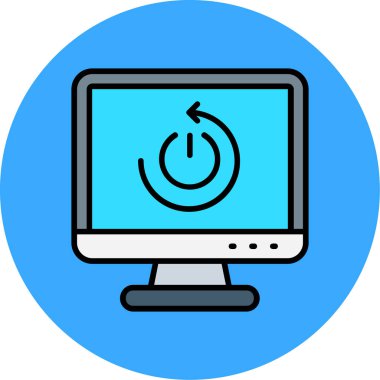 saat, vektör simgesi ile bilgisayar monitörü