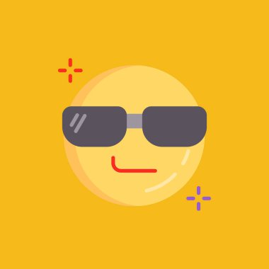 Gülümseyen güneş gözlüğü. düz resimleme.