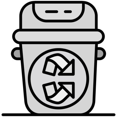 Çöp kutusu simgesi, vektör illüstrasyonu