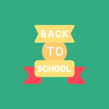 Uzun gölgeli okul simgesine geri dön, vektör illüstrasyonu