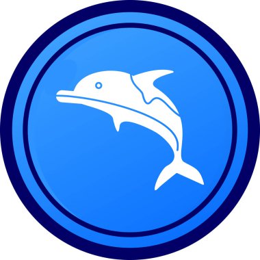 Mavi yunus simgesi beyaz arkaplanda izole edilmiş. Mavi daire düğmesi. vektör illüstrasyonu