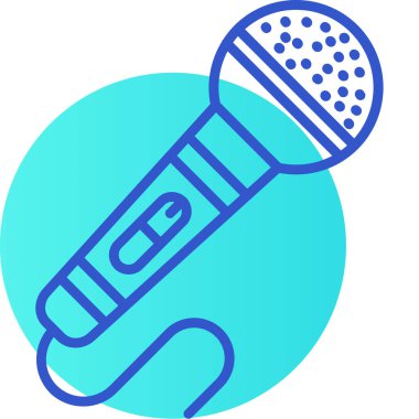 Mavi çizgi mikrofon simgesi beyaz arkaplanda izole edildi. Radyo radyo mikrofonu. Hoparlör. vektör.