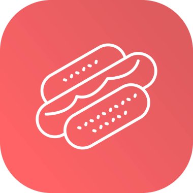 Hotdog sandviç simgesi beyaz arkaplanda izole edildi. Sosis ikonu. Fast food burcu. Renkli taslak konsepti. Vektör.