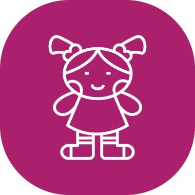 küçük kız karakteri simge vektör çizim tasarım