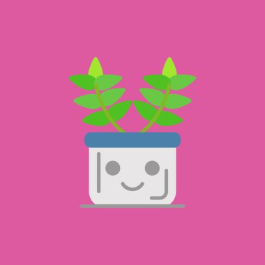 Bitkili bir tencerenin vektör illüstrasyonu