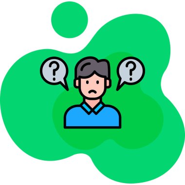 Simge rengi ana hatlı vektörü düşünen adam