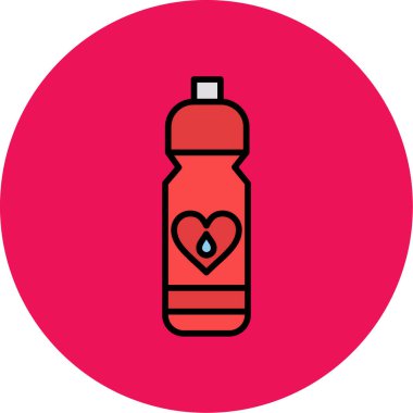 Bir şişe su ile kalbin vektör çizimi