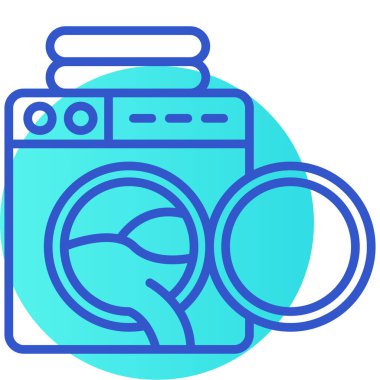 Çamaşır makinesi simgesi, vektör illüstrasyonu