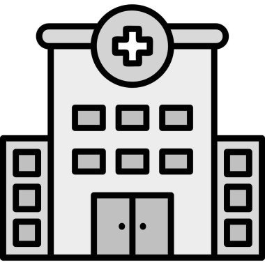 Hastane binası ikonu. Tıbbi bir sembolün vektör çizimi.