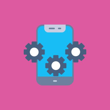 akıllı telefon ve dişli vektör çizimi