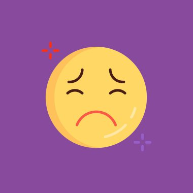 emojili hüzünlü ifade, düz tasarım.