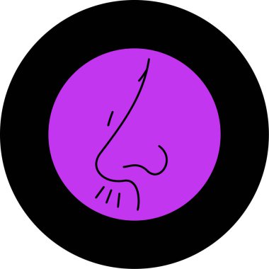 yüzü mor arkaplanlı bir kafa.