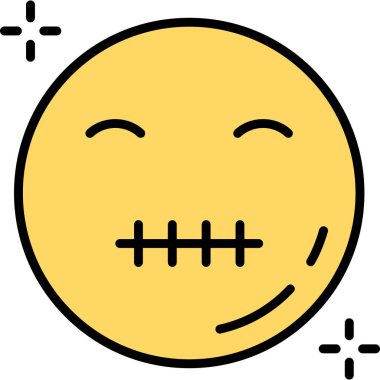 emoji yüz simgesi, ana hatlı vektör illüstrasyonu