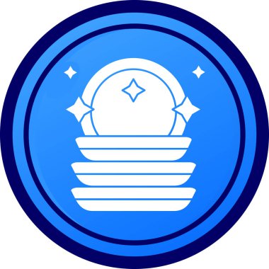 Mavi ve beyaz yuvarlak simgenin vektör illüstrasyonu