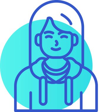 Eşarplı ve baş avatar vektör çizim tasarımlı genç bir kadın.